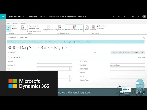 How to set up &amp; work with bank integration in Dynamics 365 Business Central
