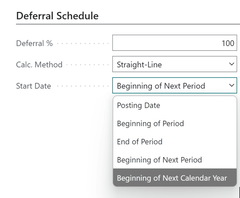 Deferral schedule